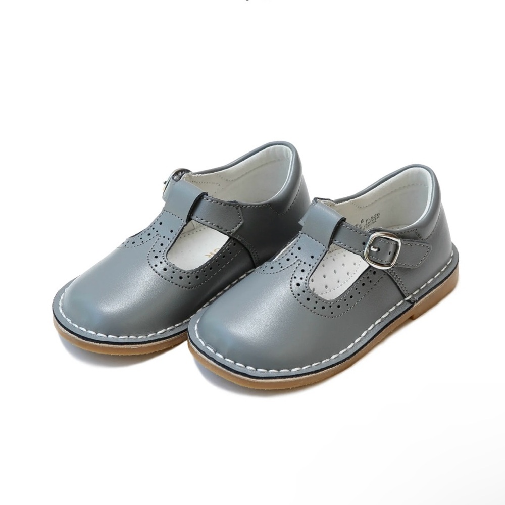 L’amour Frances T-Strap Perforated Mary Jane Gray Toddler Size 7